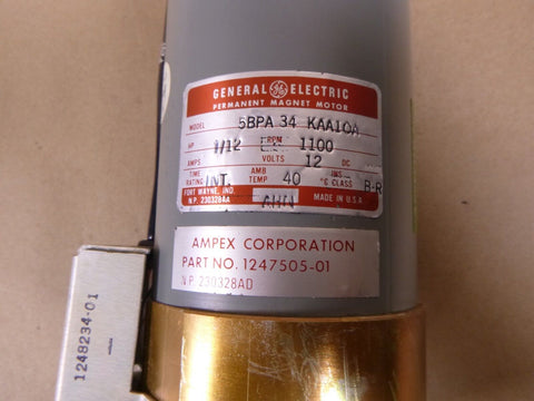 USGI Ampex Data Systems 12V PM DC Electric Motor 1247505 - 01, 6105 - 01 - 070 - 8625 - Royal Equipment AMPEX