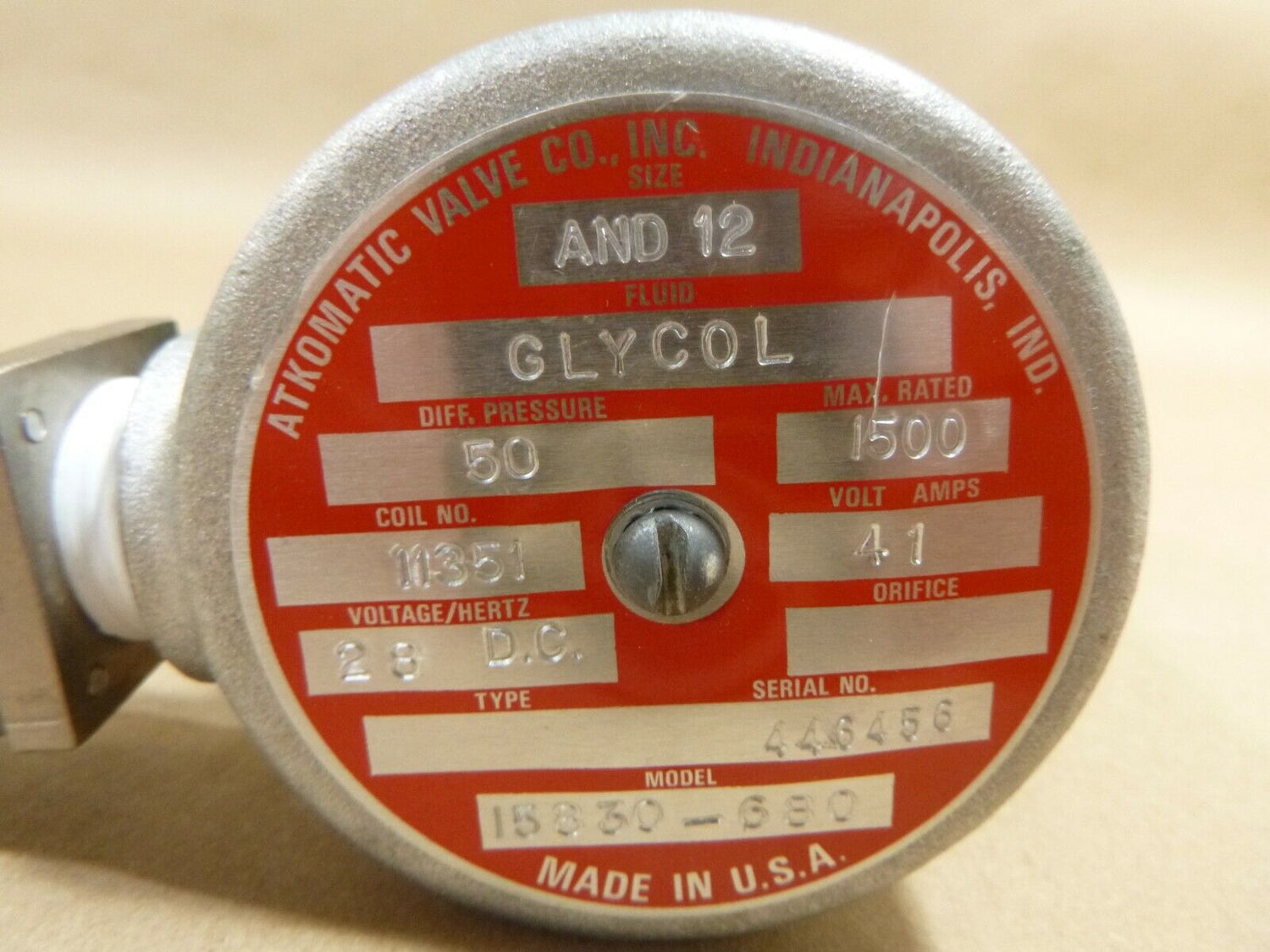 USGI Atkomatic Solenoid Valve 15830 , 28 Vdc 3/4" NPT Made In USA | Industrial MRO Replacement Parts, Manufacturing Machine Parts &amp; Components, Heavy Equipment Parts Supplier