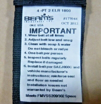 USGI Beams Ind. 4 Point 2 Emergency Locking Retractors 2" Seat Belt Harness USA | Replacement Truck Parts, Trailer Accessories, Automobile Supplies, Car Parts &amp; Accessories