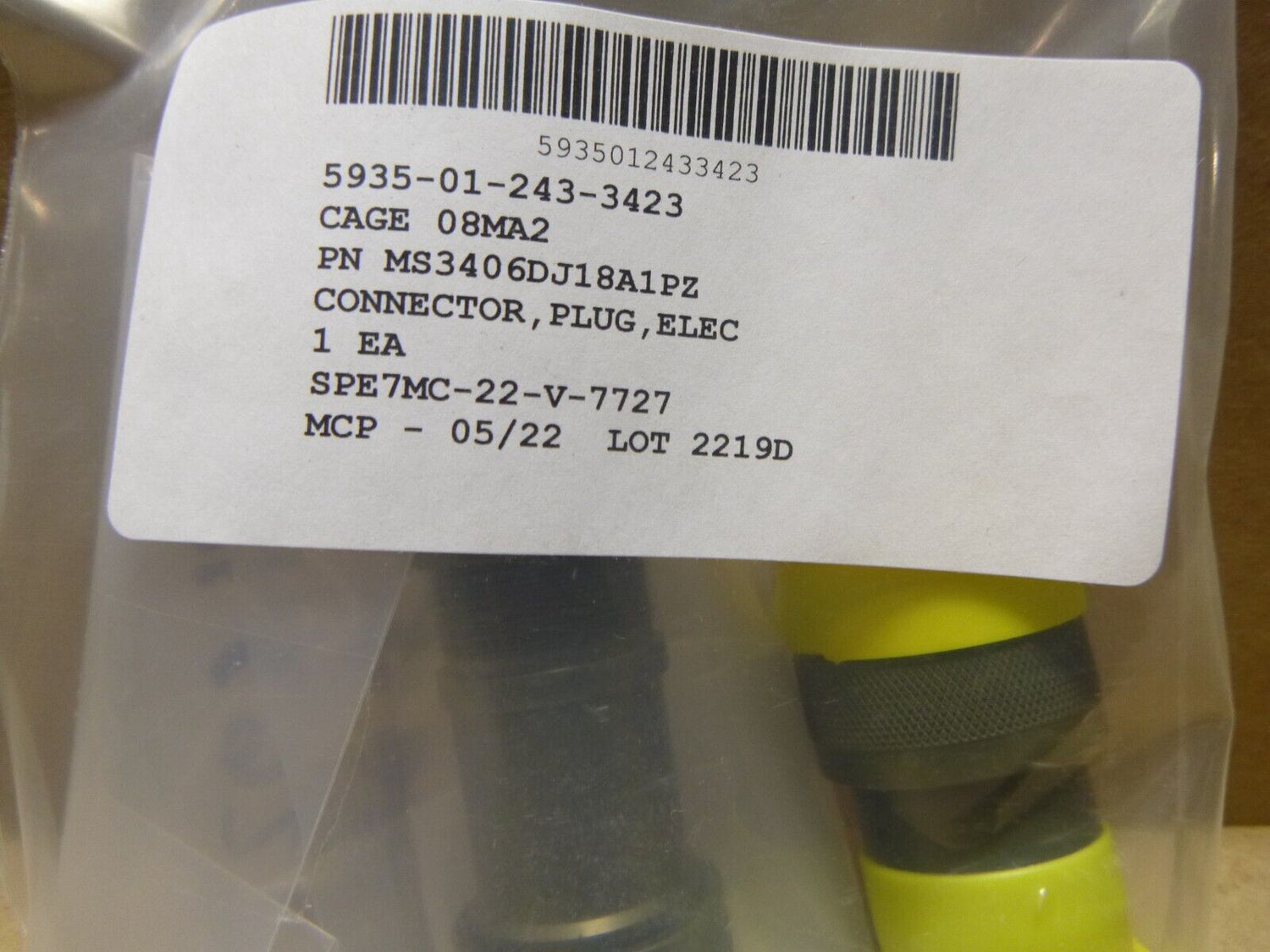 USGI Circular Mil-Spec Connector 18-1 Pos. MS3406DJ18A1PZ, 5935-01-243-3423 | Electrical MRO Replacement Parts &amp; Components and Commercial Electrical Supplies Company
