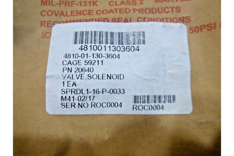 USGI DE KALB Industries Solenoid Valve 20640, 4810 - 01 - 130 - 3604 - Royal Equipment ROCKER INDUSTRIESParts