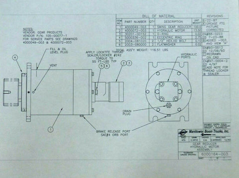 USGI Manitowoc Boom Trucks Swing Gearbox Hydraulic Motor 4000072 - 003 - Royal Equipment MANITOWAC