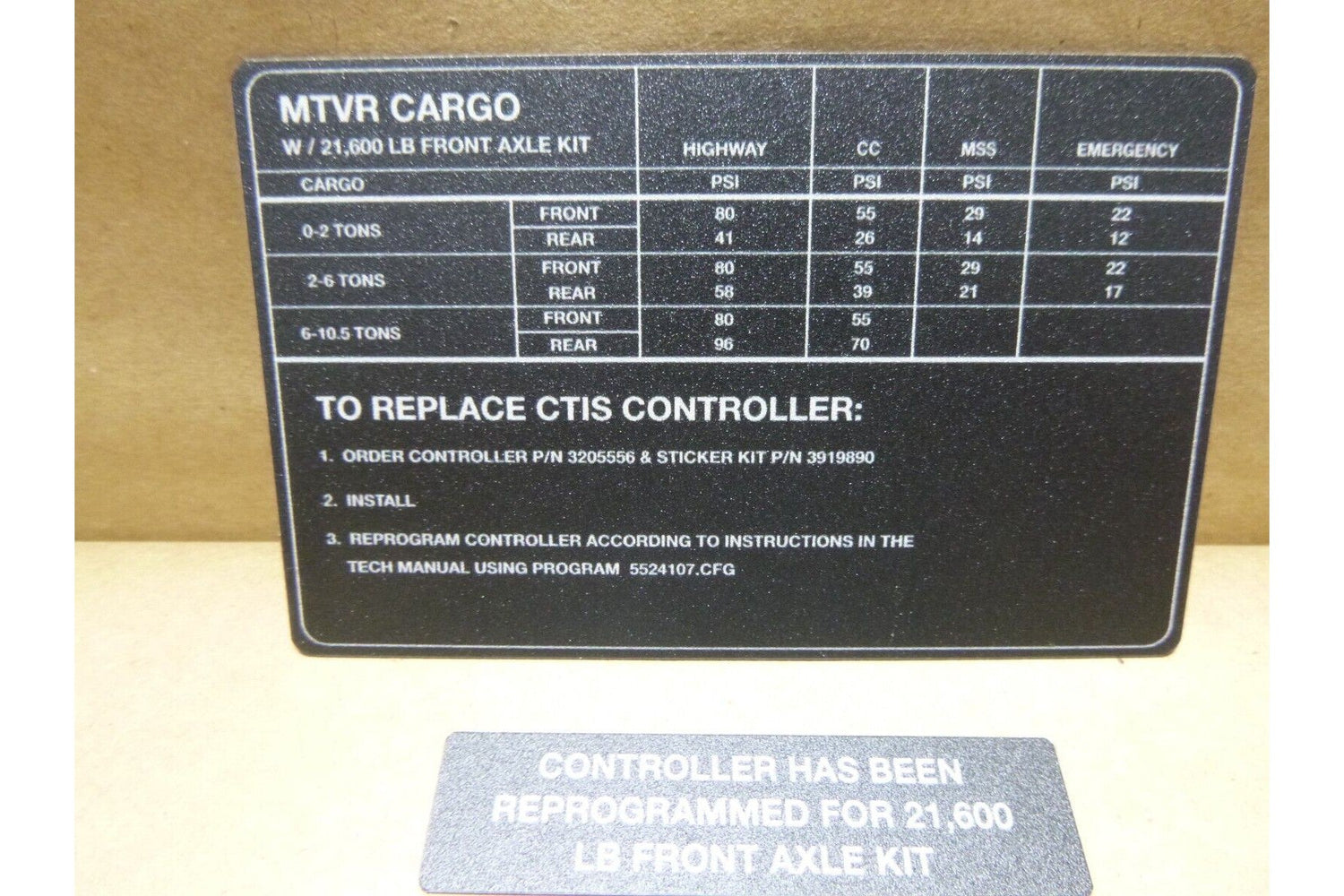 USGI MK25 7-Ton MTVR W/ Winch Nameplate Identification Kit 9905-01-611-5307 | Genuine MEP Generator Replacement Parts and Military Surplus Generator Parts