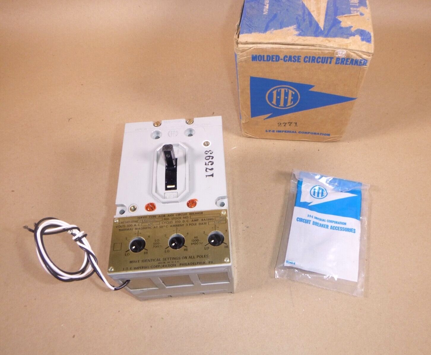 USGI Navy Type AQB-A101 Molded Case Circuit Breaker ETN277100S22, 25 Amp 400 Hz. | Electrical MRO Replacement Parts &amp; Components and Commercial Electrical Supplies Company