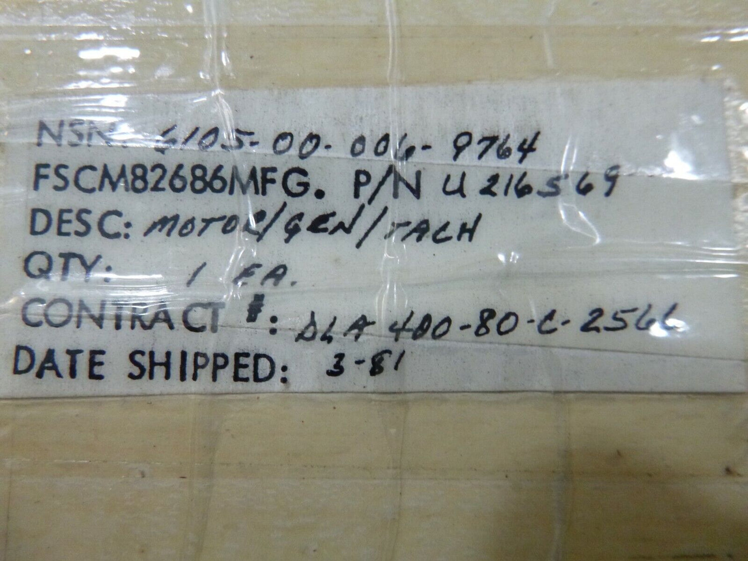 USGI Transicoil Motor - Tachometer - Generator U-216569, 115 Volt 4600 Rpm 400Hz | Industrial Electric Motors, Pumps &amp; Parts