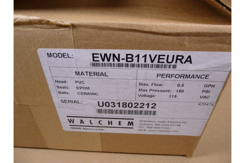 Walchem EWN - B11VEURA Metering Pump 0.5GPH PVC PTFE 150PSI 115VAC - Royal Equipment Royal Equipment