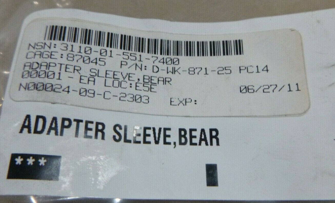 WALZ &amp; KRENZER D-WK-871-25 BEARING SLEEVE ADAPTER MARINE , 3110-01-551-7400 | Industrial MRO Replacement Parts, Manufacturing Machine Parts &amp; Components, Heavy Equipment Parts Supplier