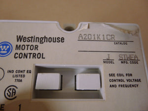 Westinghouse Motor Control A201K1CR Non - Reversing Contactor , 3 Pole , 27A ,10HP - Royal Equipment WESTINGHOUSE