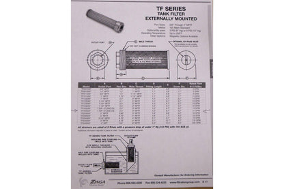Zinga Externally Mounted TF Series Hydraulic Tank Filter 1-7/8"-12 Outlet 21 GPM | Industrial MRO Replacement Parts, Manufacturing Machine Parts &amp; Components, Heavy Equipment Parts Supplier